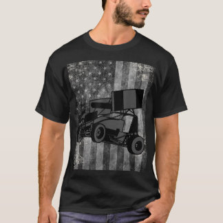 Sprint Car Racing Black Gray American Flag Dirt Tr T-Shirt