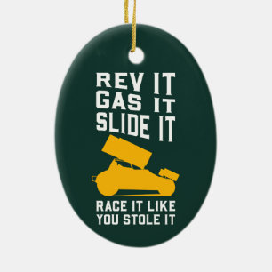 Sprint Car Racing Holiday Weihnachten Keramik Ornament