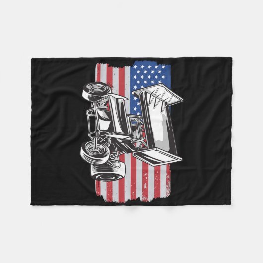 Sprint Car Racing Usa Flag  Fleecedecke (Vorderseite (Horizontal))