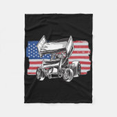 Sprint Car Racing Usa Flag Fleecedecke (Vorderseite)