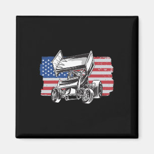Sprint Car Rennen USA-Flagge Magnet