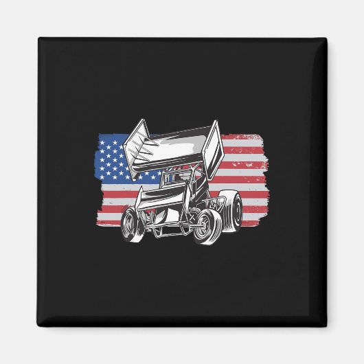 Sprint Car Rennen USA-Flagge Magnet (Vorne)