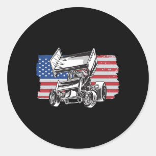 Sprint-Car-Rennens USA-Flagge  Runder Aufkleber