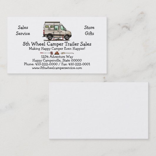 Sprinter Camper Van RV glücklicher Camper Visitenkarte (Vorne/Hinten)