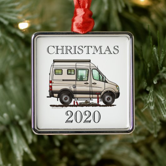 Sprinter Camper Van RV Happy Camper Ornament Aus Metall (Baum)