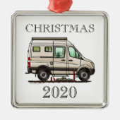 Sprinter Camper Van RV Happy Camper Ornament Aus Metall (Vorne)