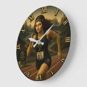 Sprinter Funny Mona Lisa Track & Field Athletes Große Wanduhr (Winkel)