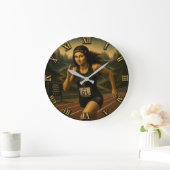 Sprinter Funny Mona Lisa Track & Field Athletes Große Wanduhr (Zuhause)