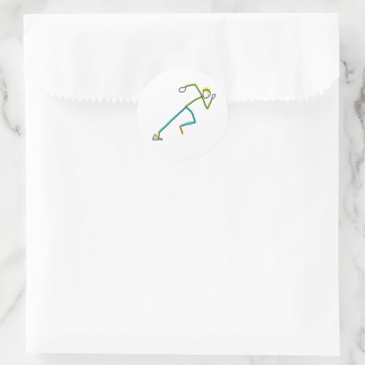 Sprinter Stickman Runder Aufkleber (Tasche)