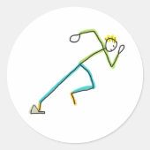 Sprinter Stickman Runder Aufkleber (Vorderseite)