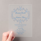 Spritely Blue Motif Frost Acrylic Wedd. Einladung (Insitu (Handheld))