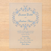 Spritely Blue Motif Frost Acrylic Wedd. Einladung (Vorderseite)