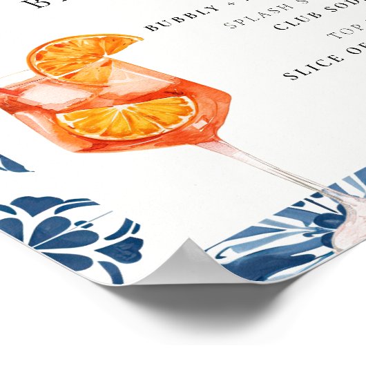 Spritz Bar Lemon Positano Brautparty Sign Poster (Ecke)