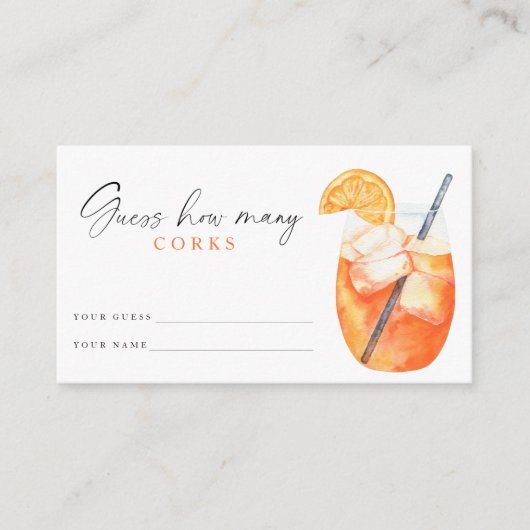 Spritz Brautparty Raten Sie wie viele Korken Begleitkarte (Vorderseite)