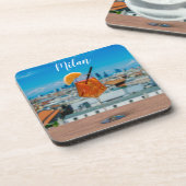 Spritz Cocktail auf einem Tisch mit Blick auf Mail Getränkeuntersetzer (Linke Seite)