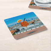 Spritz Cocktail auf einem Tisch mit Blick auf Mail Rechteckiger Pappuntersetzer (angewinkelt)