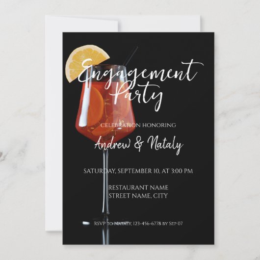 Spritz Cocktail auf schwarz Einladung (Vorderseite)