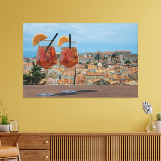 Spritz Cocktails gegen rote Dächer in Dubrovnik Leinwanddruck (Insitu (Wohnzimmer))