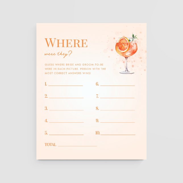 Spritz Drink wo waren sie Brautparty Game (Von Creator hochgeladen)