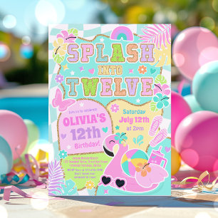 Spritz hinein in zwölf Vornehmes Mädchen Poolparty Einladung