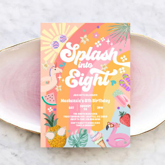 Spritz in den achten Regenbogen-Sonnen-Sommer-Gebu Einladung