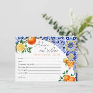 Spritz Mediterranean Brautparty Advice Card Hinweiskarte
