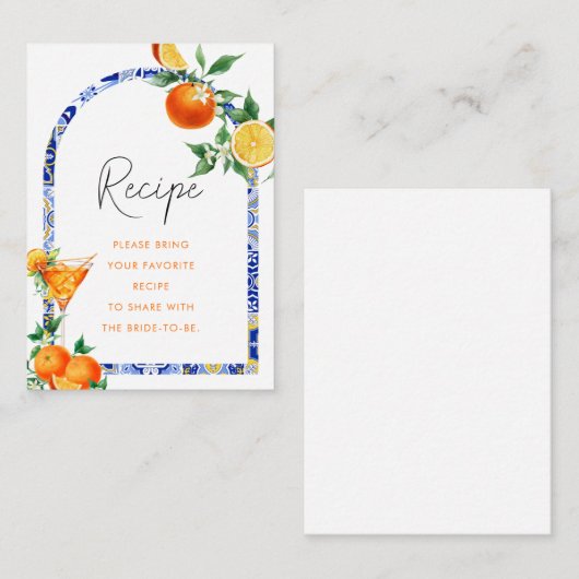Spritz Mediterranes Arch Brautparty Rezept Begleitkarte (Vorne/Hinten)