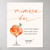 Spritz Mimosa Bar Modern Calligraphy Table Sign Poster (Vorne)