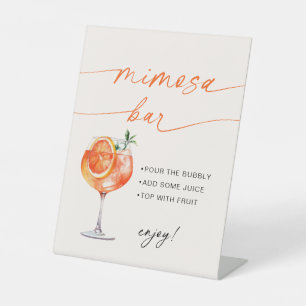 Spritz Mimosa Bar Modern Calligraphy Table Sign Sockelschild