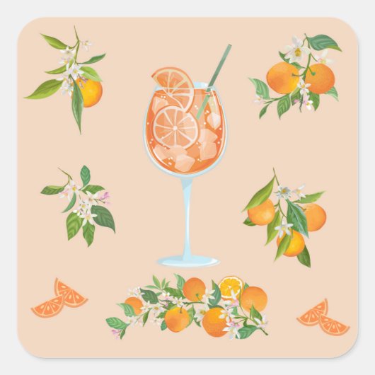 Spritz Sommer Geburtstag Quadratischer Aufkleber (Vorderseite)