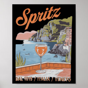 Spritz Veneto Italien Vintage Orange Wein Schwanz  Poster