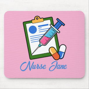 Spritze Medizin personalisierter Name Krankenschwe Mousepad