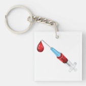 Spritze mit rotem Tropfen Schlüsselanhänger (Vorderseite)