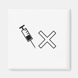Spritze und x Symbol für keinen Impfstoff Magnet