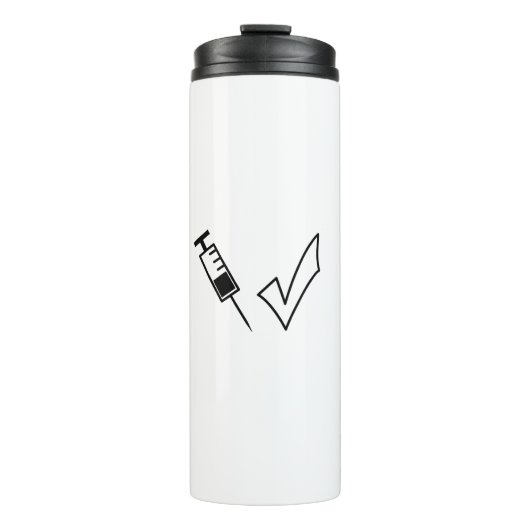 Spritze und Zecken-Symbol geimpft Thermosbecher (Vorderseite)