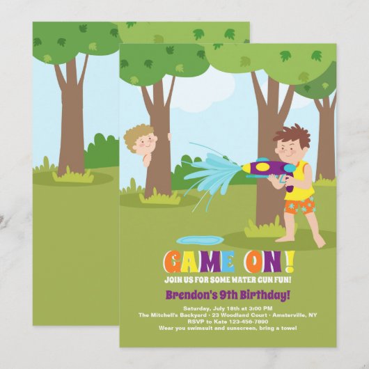 Spritzen-Kampf-Einladung Einladung (Vorne/Hinten)