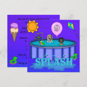 "Spritzen-" Pool-Party-9. Geburtstag Einladung