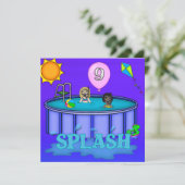 "Spritzen-" Pool-Party-9. Geburtstag Einladung (Stehend Vorderseite)