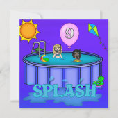 "Spritzen-" Pool-Party-9. Geburtstag Einladung (Vorderseite)
