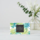 Spritzen Tanning Salon Blue/Green Palms Business C Visitenkarte (Stehend Vorderseite)