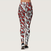Spritzer Abstrakte Leggings in Rot-Grau- und Weißd (Rückseite)