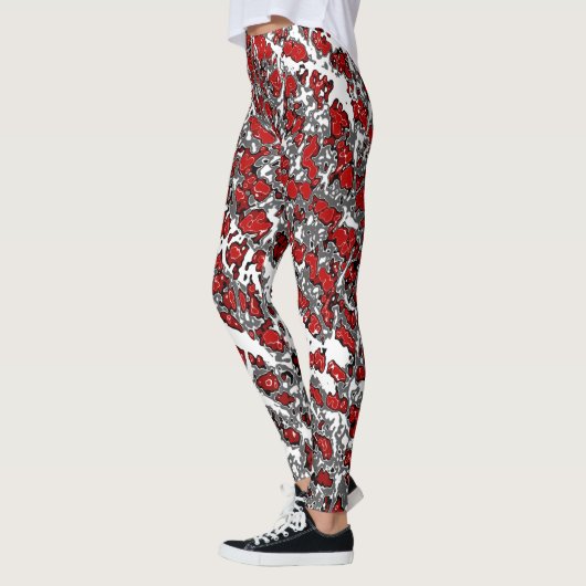 Spritzer Abstrakte Leggings in Rot-Grau- und Weißd (Links)