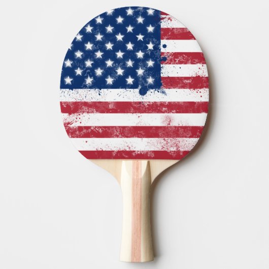 Spritzer Anstrich USA Flag Tischtennis Schläger (Vorderseite)