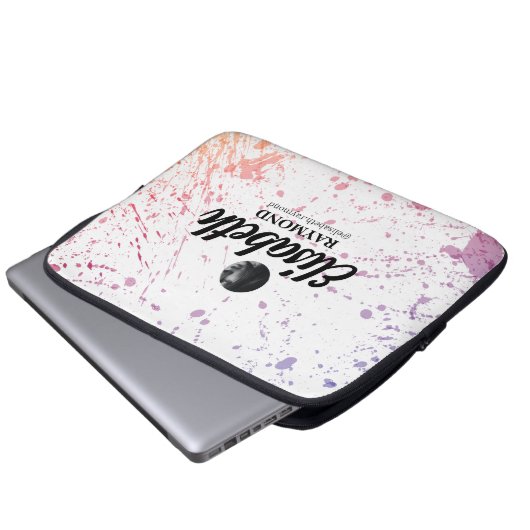 Spritzer Aquarell Foto und Name Laptopschutzhülle (Vorne Knopf)