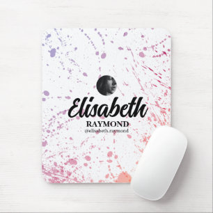 Spritzer Aquarell Foto und Name Mousepad