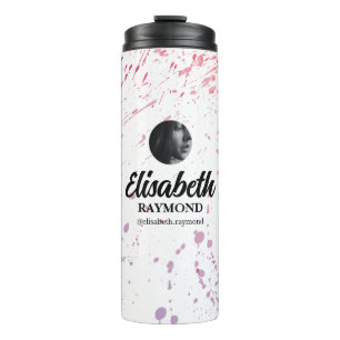 Spritzer Aquarell Foto und Name Thermosbecher