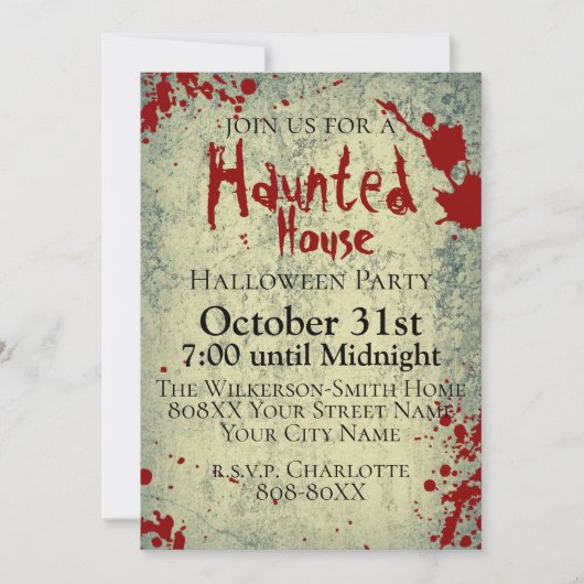 Spritzer auf Spuk Halloween aus Beton Einladung (Vorderseite)