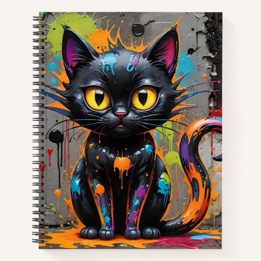 Spritzer Cat Black Rainbow Bullet Notebook Notizblock (Vorderseite)