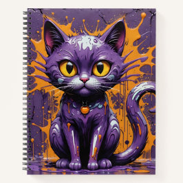 Spritzer Cat Orange/Lila Bullet Line Notebook Notizblock
