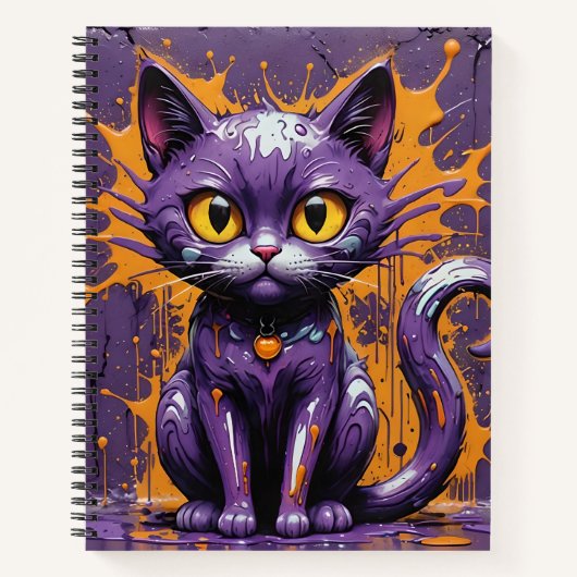 Spritzer Cat Orange/Lila Bullet Line Notebook Notizblock (Vorderseite)